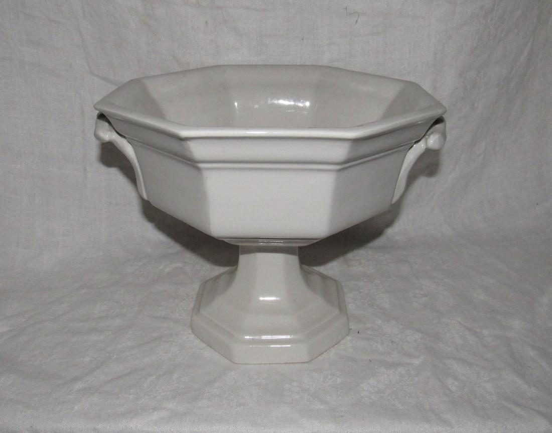 Ironstone Compote: Approx. 8 1/2" tall and 11 1/4" from handle to handle