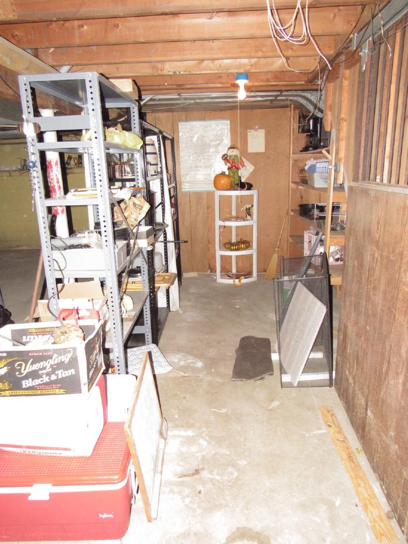 Shelves and Contents: Getting everything pictured. Metal shelves with everything on them, coolers, clam steamer, & misc