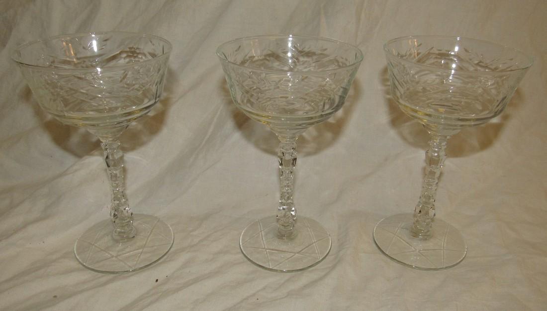 3 Etched Glass Stemware Glasses (1 of 4)