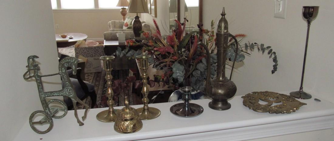 Brass & Silverplate CandleSticks Trivets Urn Bell (1 of 4)