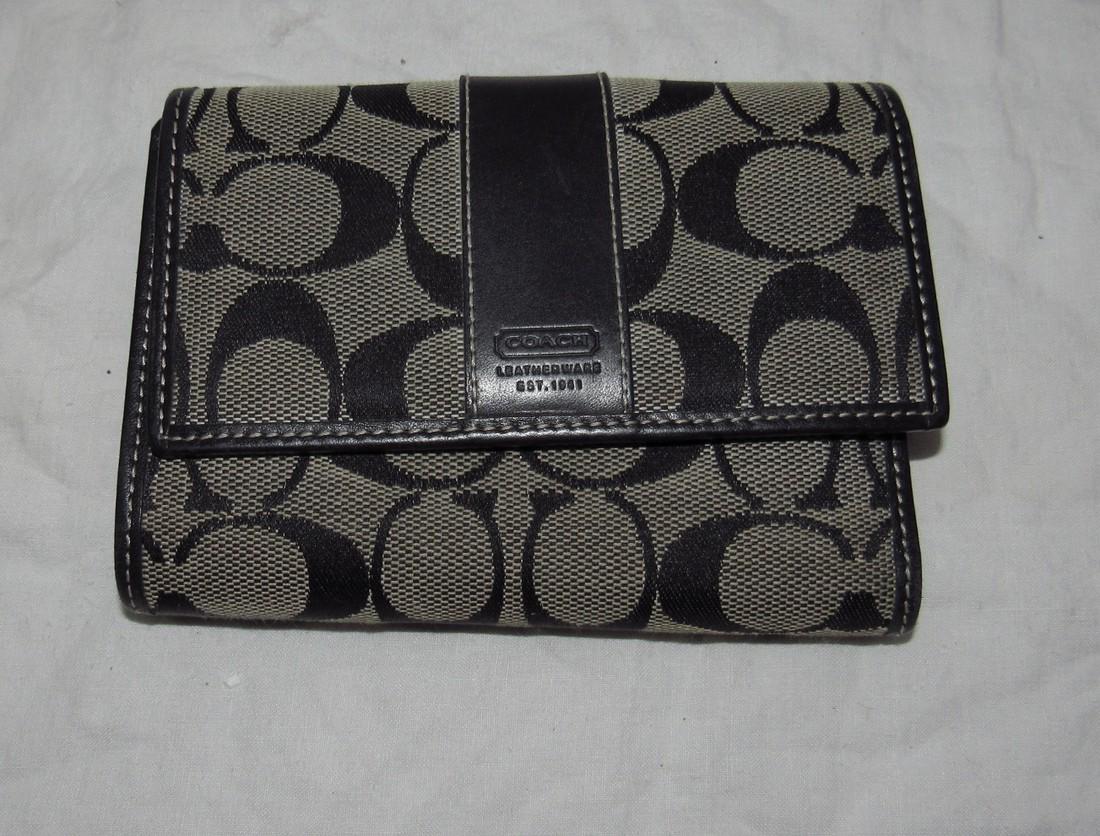 Coach Wallet: Approx. 4" x 5 1/2". Has a couple minor scuffs on inside ( as pictured)