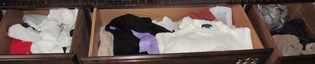 Clothing Lot Ann Taylor Sweater Pantyhose: Getting all clothing pictured in 5 drawers