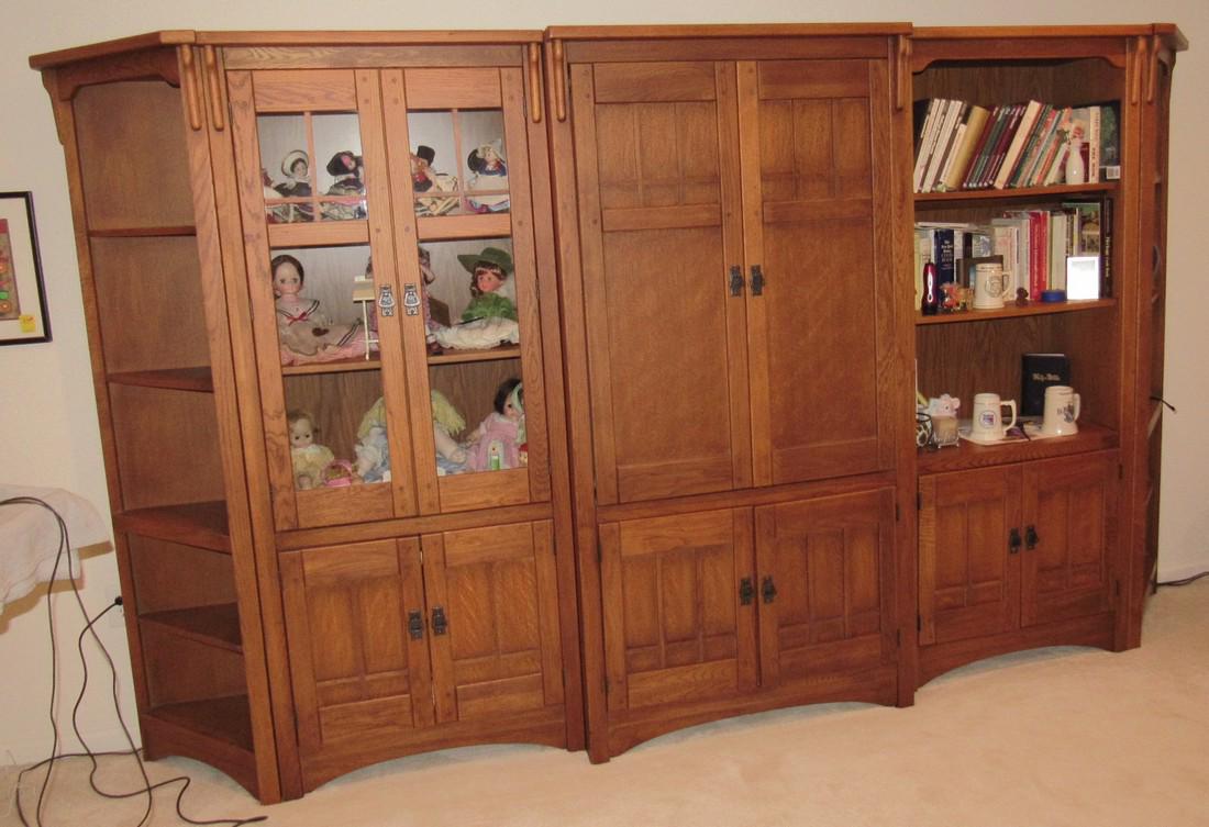 Stickley Style Oak Wall Unit Book Case (1 of 3)