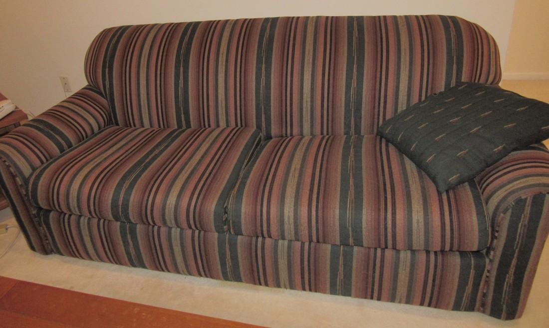 Pull Out Couch Chair Ottoman & Table: Sleeper Sofa has dog hair on it. Lot also includes chair, ottoman, and oval table. MUST BRING STRONG HELP TO REMOVE THIS FROM SECOND FLOOR ! Take what you want and leave the rest.