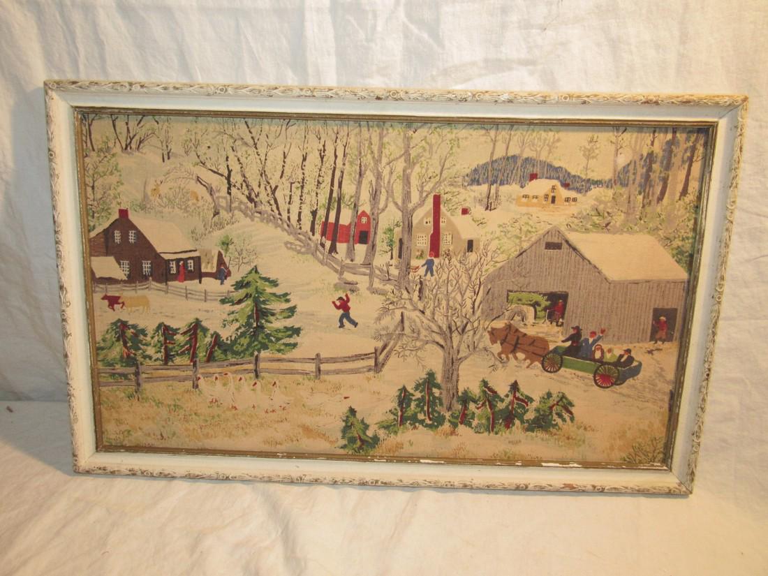 Framed Winter Country Scene Fabric (1 of 2)