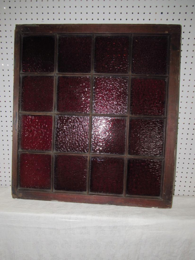 16 Pane Red Stained Glass Window (1 of 3)