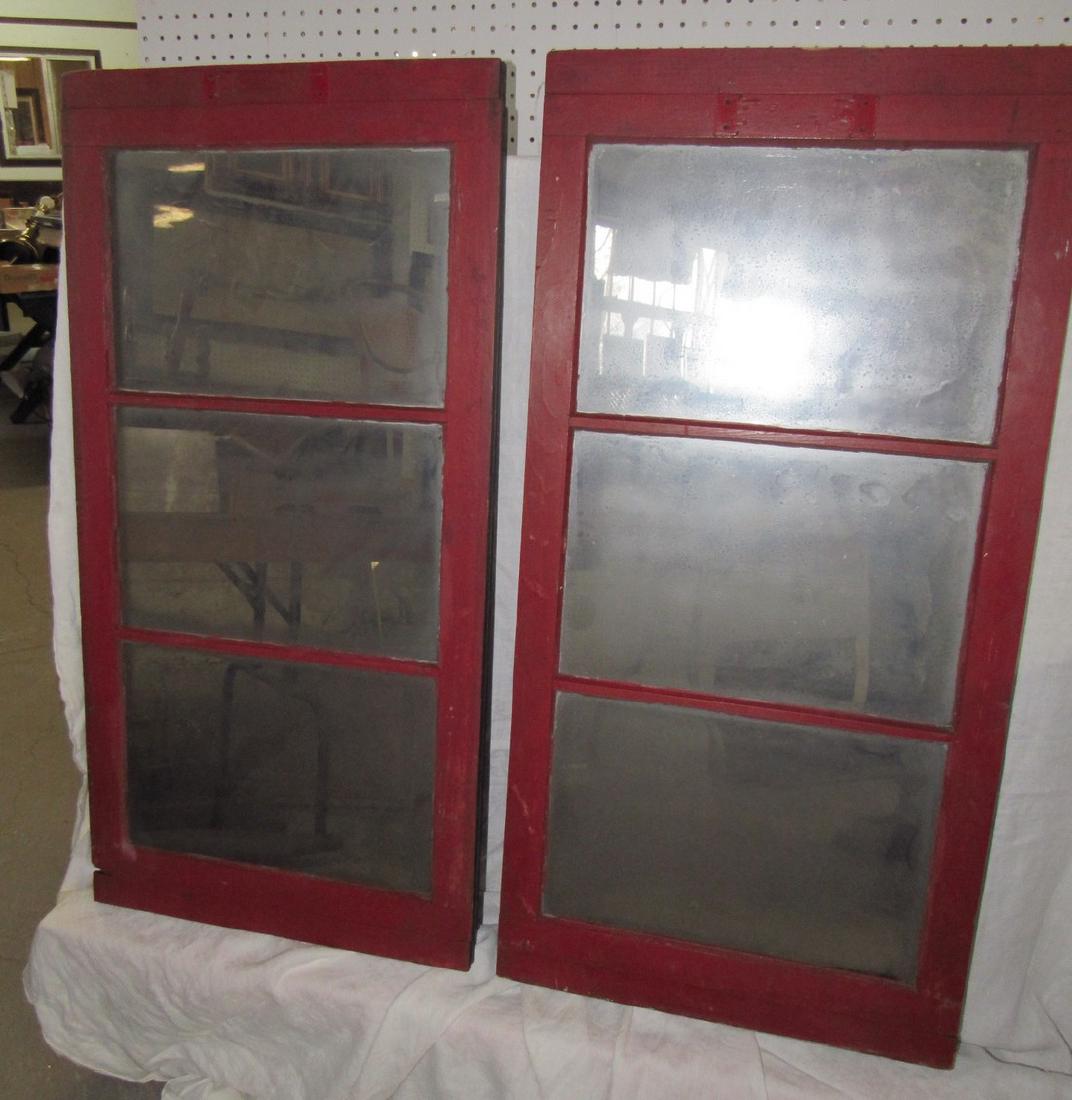 2 Red Painted Window Mirrors (1 of 3)