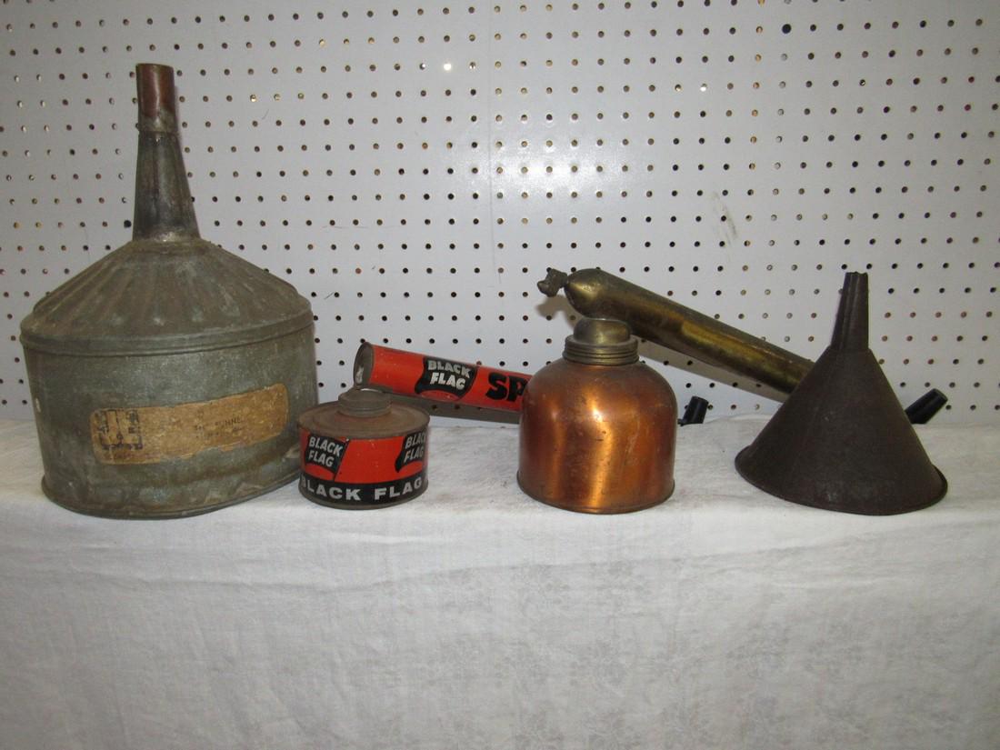 Funnels Sprayers & Horse Shoes: Largest Funnel is approx . 9 5/8" in diameter