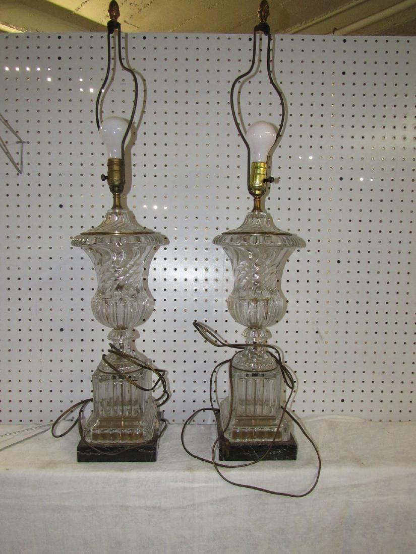 Heavy Glass w/ Marble Base Table Lamps (1 of 3)