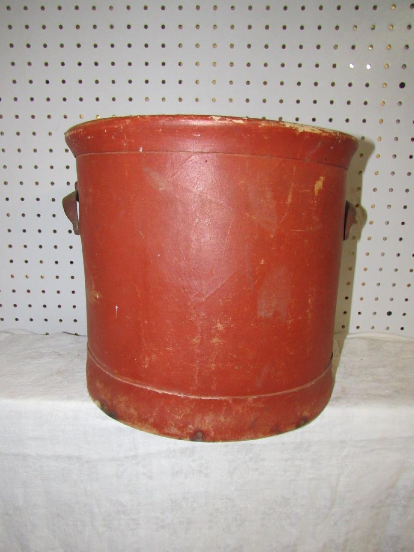 Red Painted Bucket w/ Wooden Base (1 of 4)