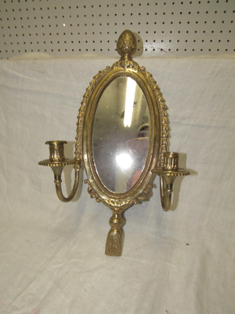 Brass Wall Candle Sconce w/ Mirror (1 of 2)