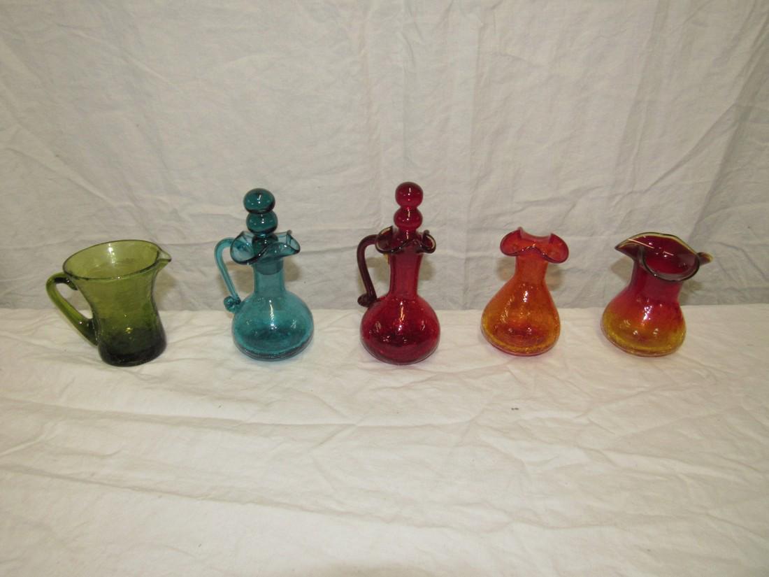 Cruets Creamer Blenko Glass Vases: Not sure if they are Blenko Glass. Cruets are approx. 6" tall