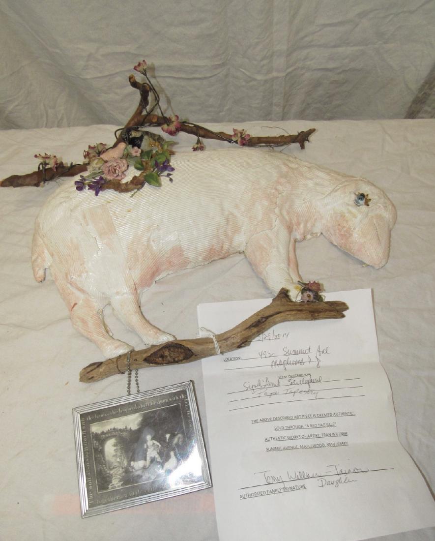 Fran Willner Signed Lamp Sculpture: Approx. 19 1/2" long Paper Tapestry. Comes with Authenticity Certificate