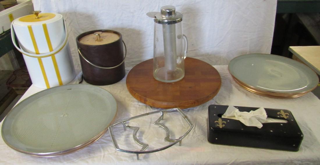 Mid Century Vintage Ice Buckets Pitcher Hot Plates: Getting all pictured