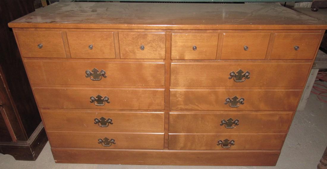 Ethan Allen Dresser: Approx. 18 1/2" x 48" x 30 1/4" tall. Has scratches and burn mark on top