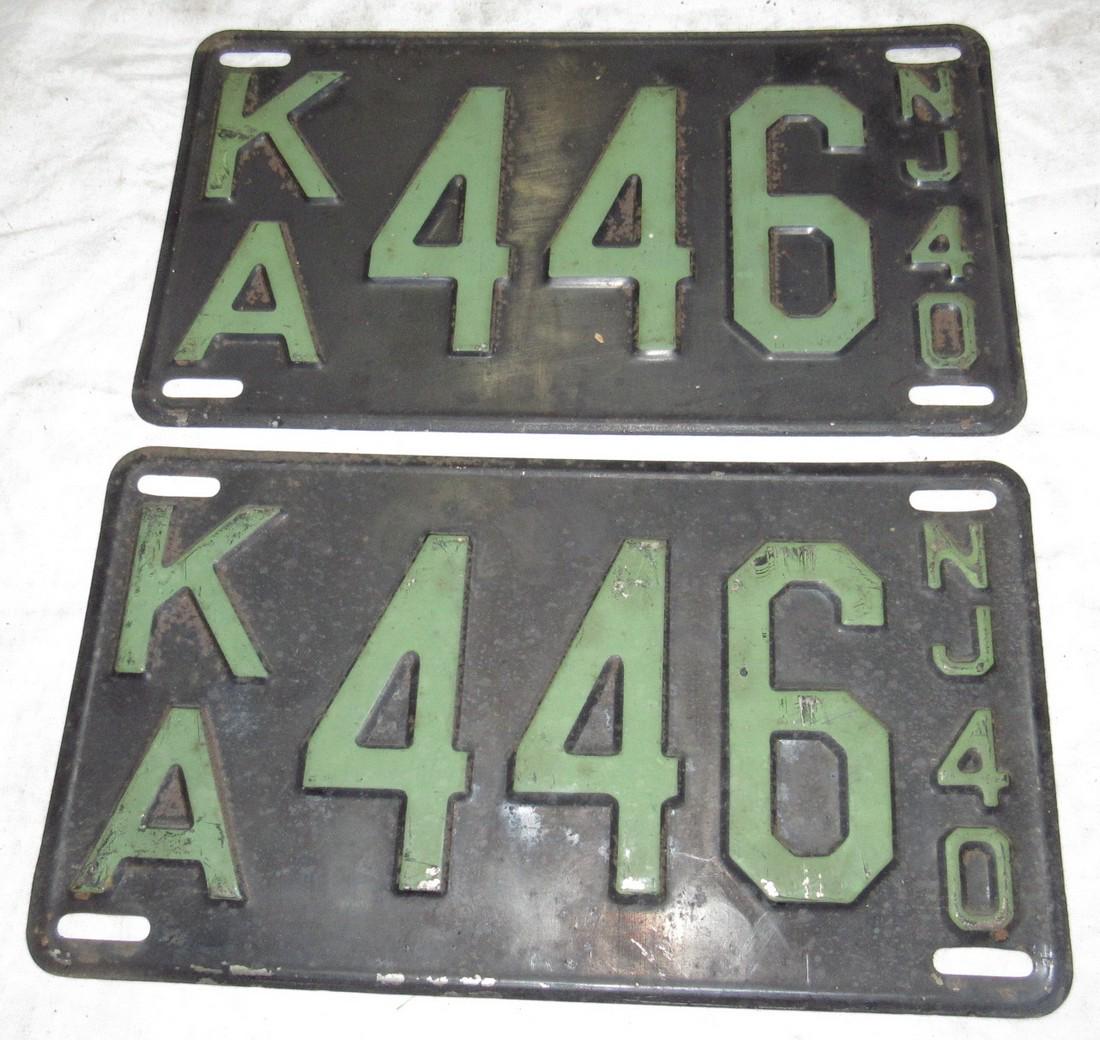 Pair Of 1940 Nj Car License Plates