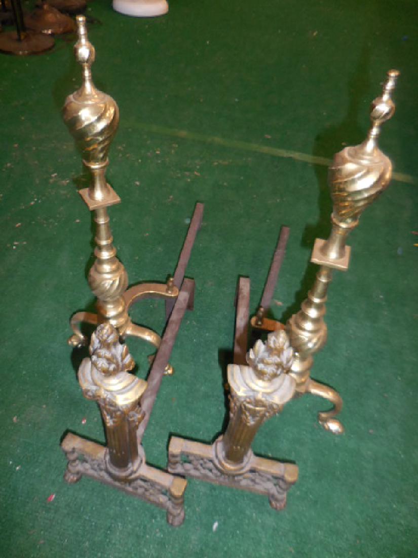 Brass Andirons: two sets