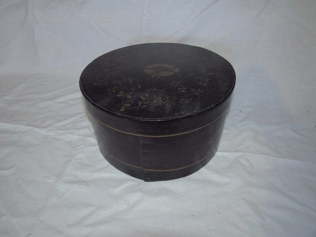 Pantry Box: Approx. 5" tall and 9 3/4" in diameter, repainted