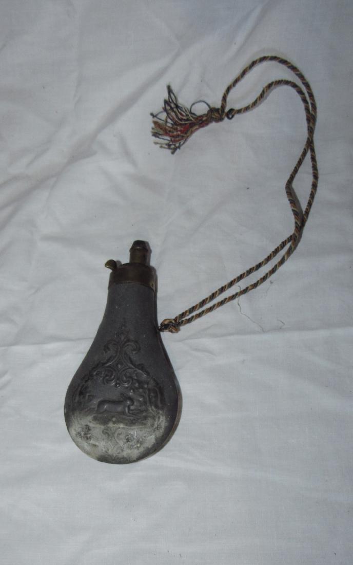 Tin Powder Flask w/ Rabbit Scene (1 of 5)