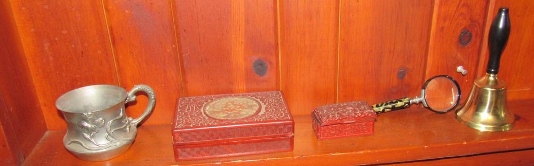 Carved Jewelry Boxes Silverplate Cup & Brass Bell (1 of 7)