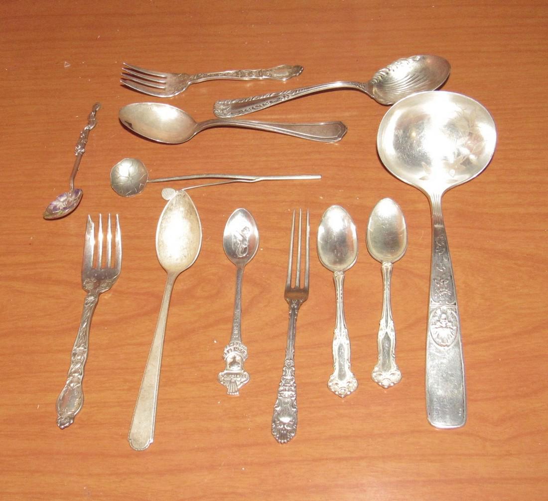 Mixed Sterling Silver Spoons Cocktail Forks Flatware (1 of 2)