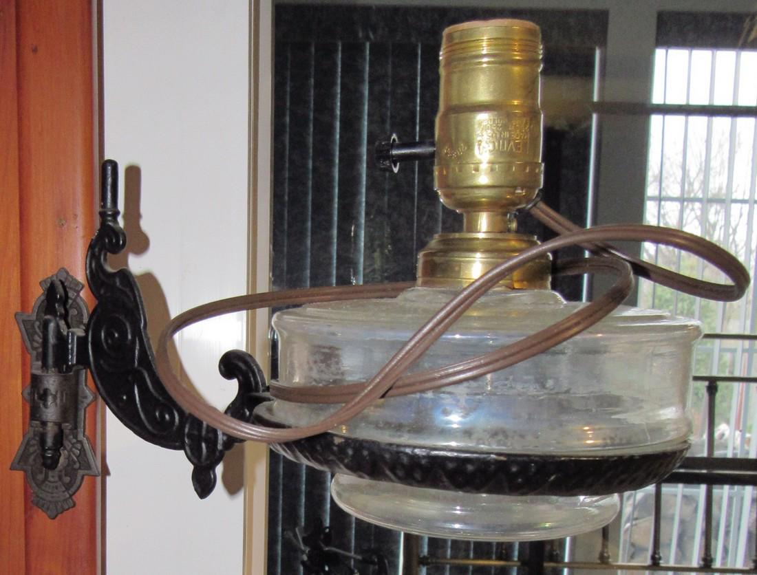 2 Electrified Oil Lamps & Wall Brackets (1 of 4)