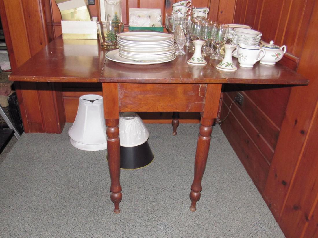 Drop Leaf Table: Approx. 46" x 40" x 29" tall. DOES NOT INCLUDE ITEMS ON TOP