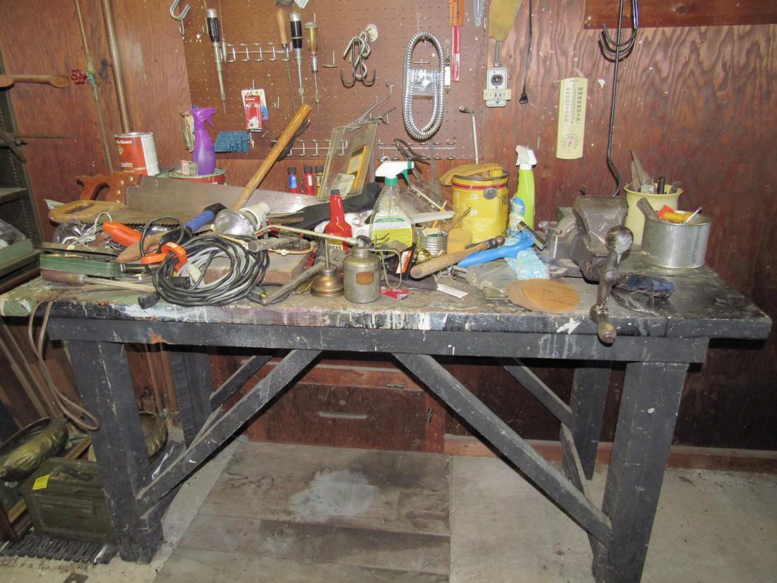Workbench & Contents Tools Saws Oil Cans (1 of 9)