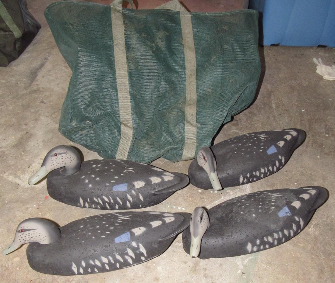 4 L.L Bean Cork Duck Decoys & Bag (1 of 4)