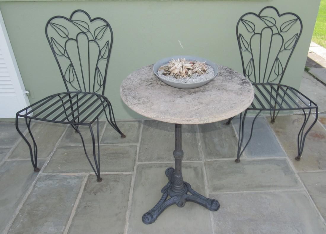 Metal Patio Chairs 24" Round Table with Cast Iron Base (1 of 2)