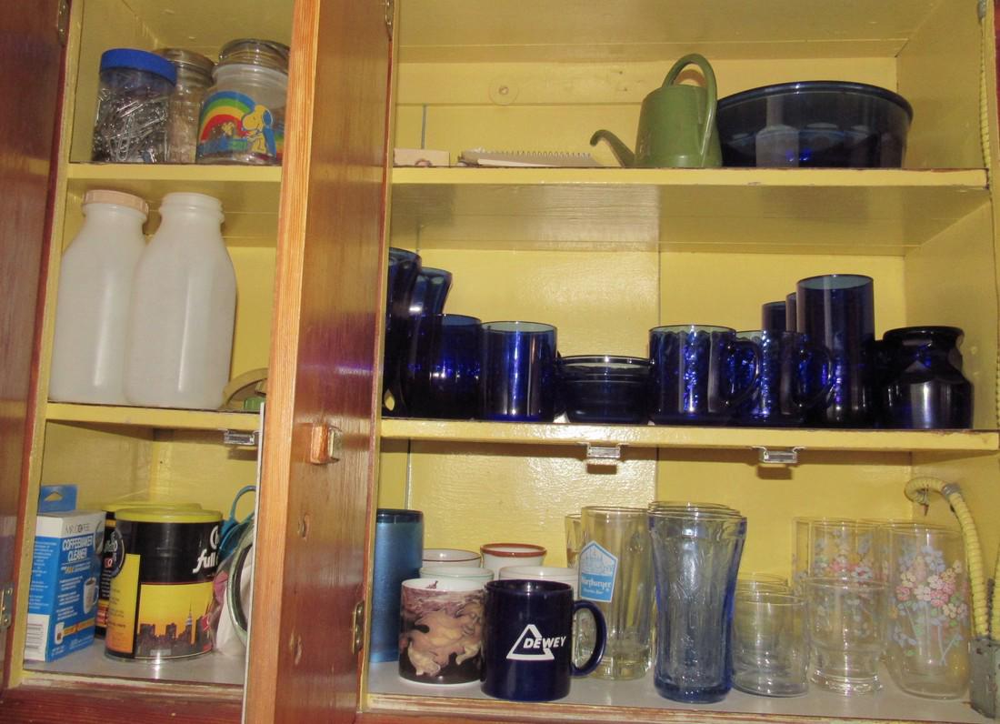 Colbalt Glassware Cabinet Contents (1 of 2)