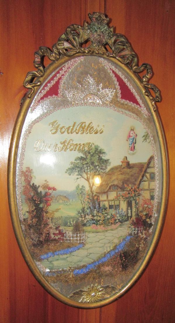 Religious Wall Hanging w/ Convex Glass Frame (1 of 3)