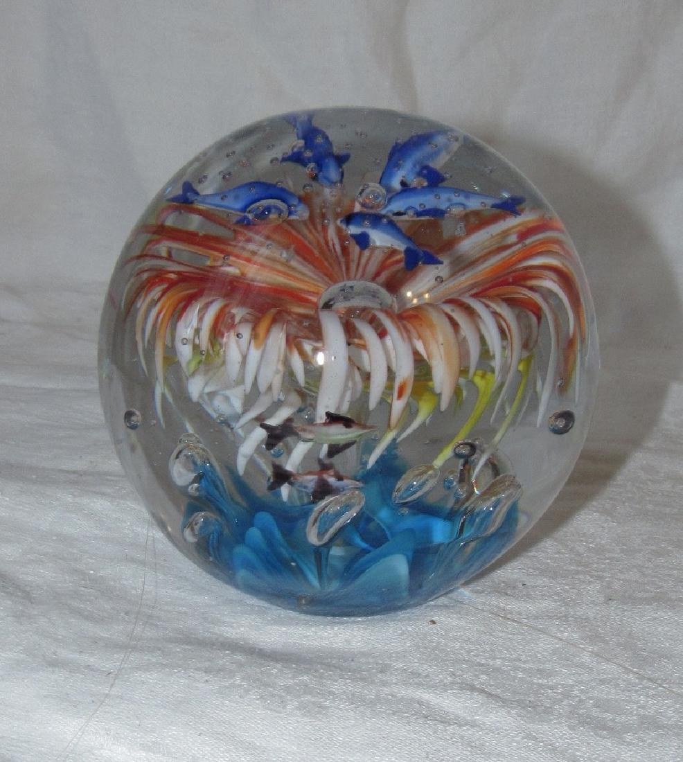 Art Glass Paperweight w/ Fish 4 3/4" tall. (1 of 3)