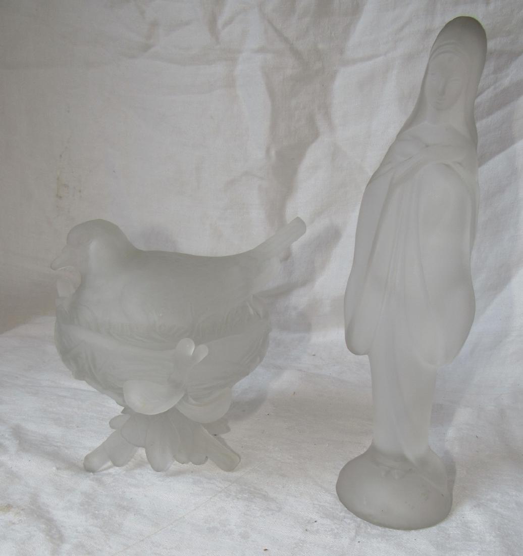 Opalescent Glass Bird on Nest & Religious Statue (1 of 2)