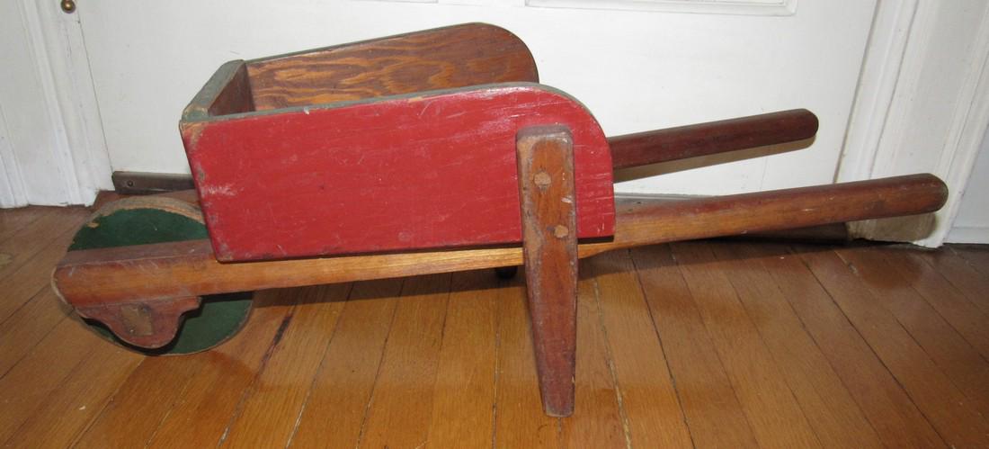 Primitive Red Painted Childs Wheel Barrow (1 of 4)