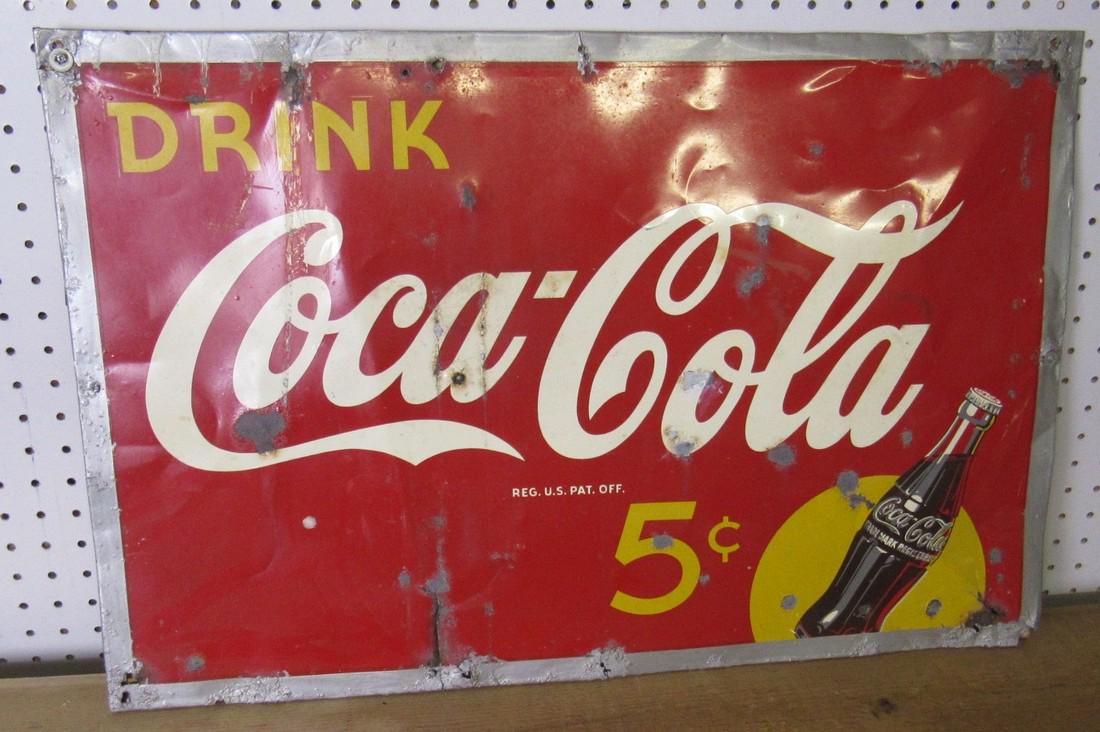 Coca Cola 5 Cent Bottle Sign (1 of 4)