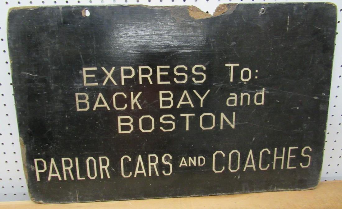 Parlor Cars & Coaches Wooden Painted Sign: Approx. 18" x 29". Has a piece missing from top.