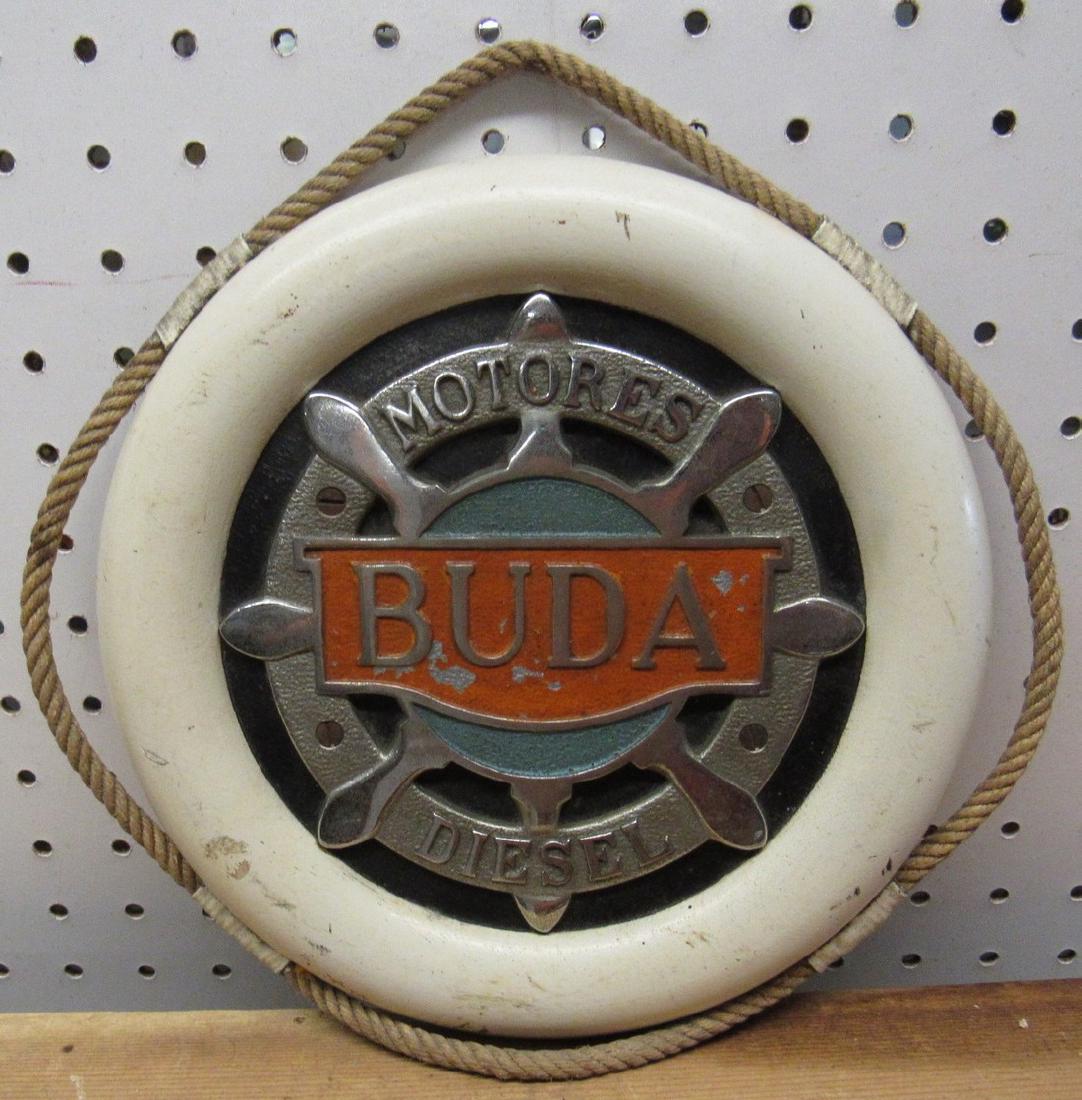 Buda Motores Diesel Ship Boat Sign: Approx. 9" in diameter