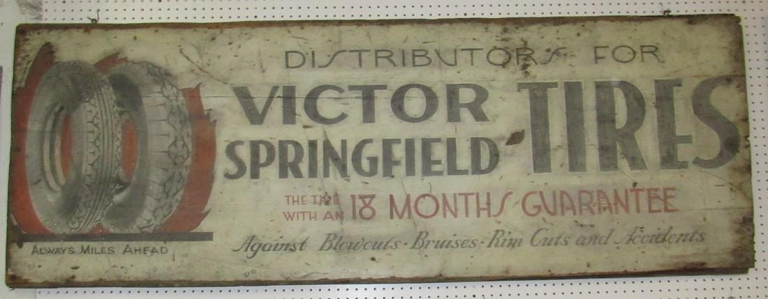 Early Victor Springfield Car Tires Wooden Sign (1 of 7)