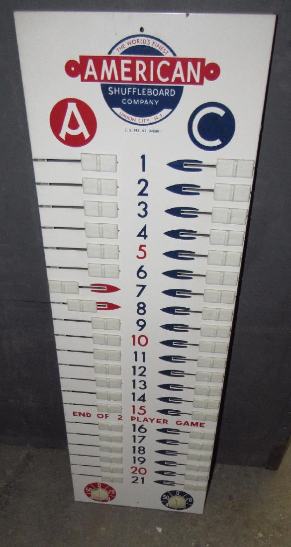 American Shuffleboard Company Score Board