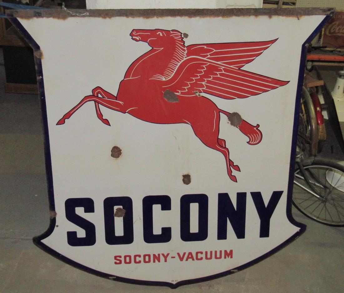 Socony Vacuum Pegasus Double Sided Porcelain Sign (1 of 8)