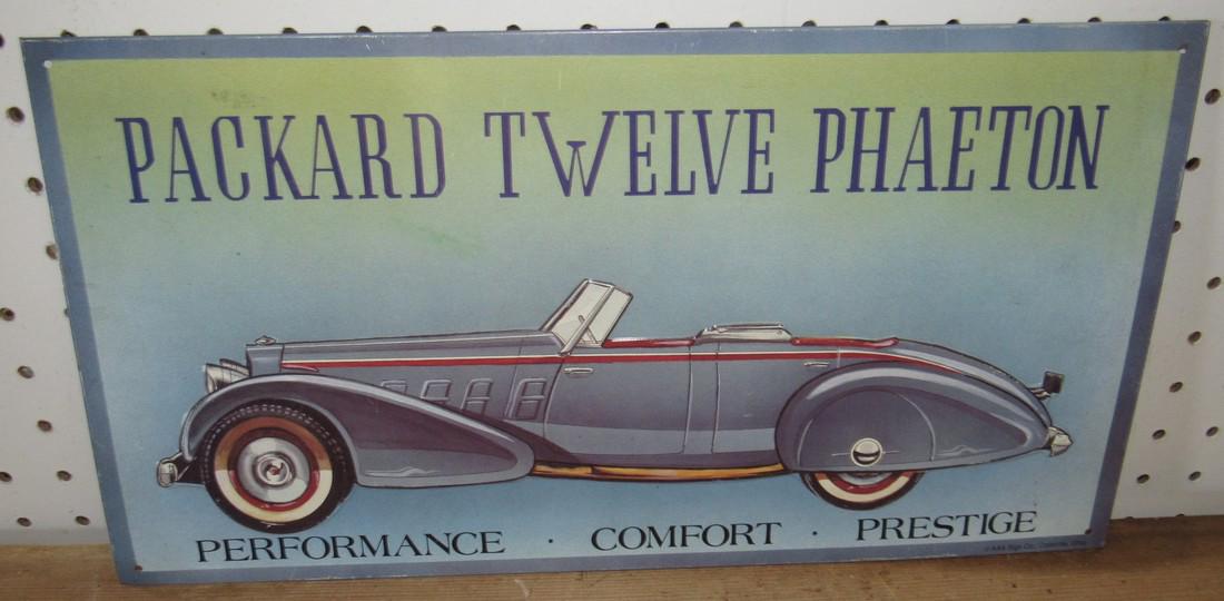 Packard Twelve Phaeton Car Sign 8 1/4" x 16": Reproduction tin sign
