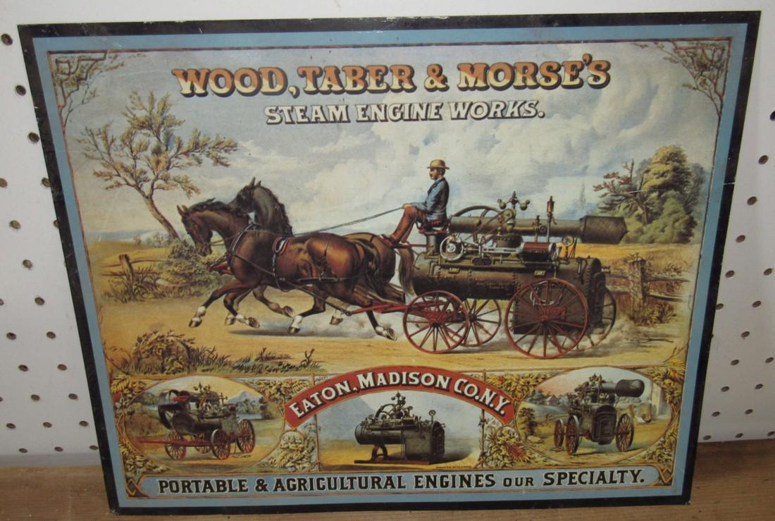 Wood Taber Morse's Steam Engine Works Sign Repro (1 of 1)