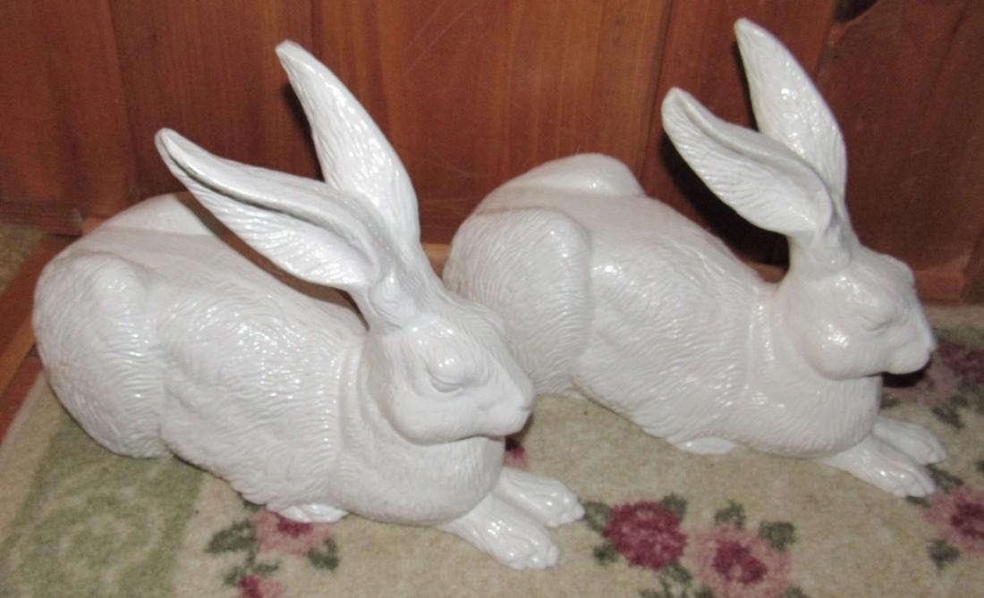 2 Cast Iron Rabbits 13" long (1 of 2)