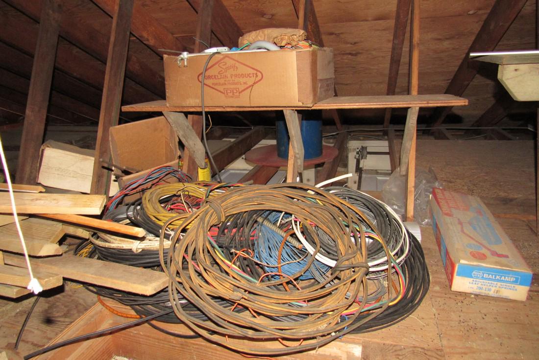 Contents of Top of Garage Copper Wire Wood & Misc (1 of 9)