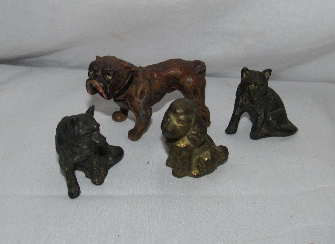 4 Pot Metal & Brass Dogs (1 of 3)