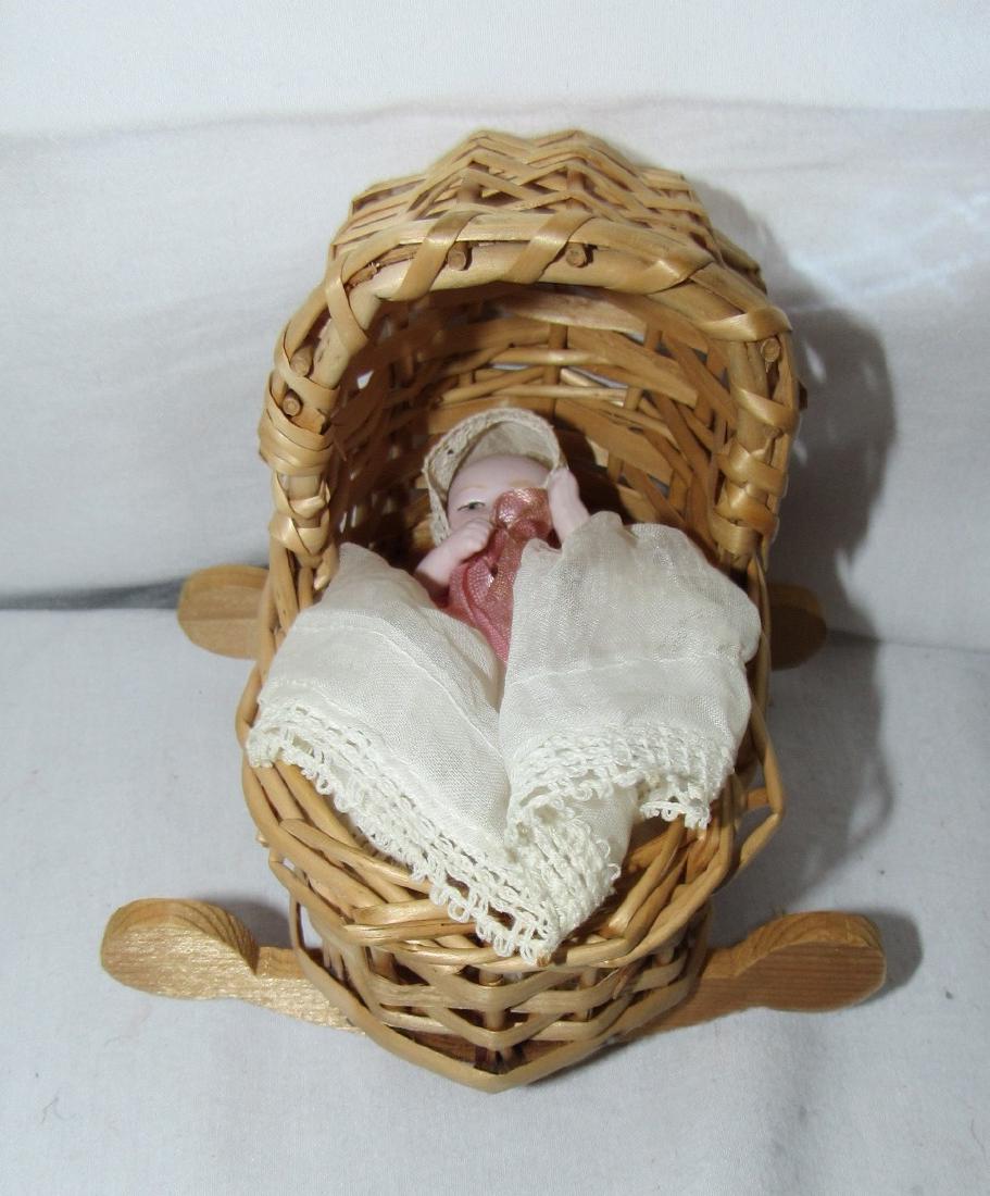 All Bisque 3" Jointed Baby Doll: Comes with cradle