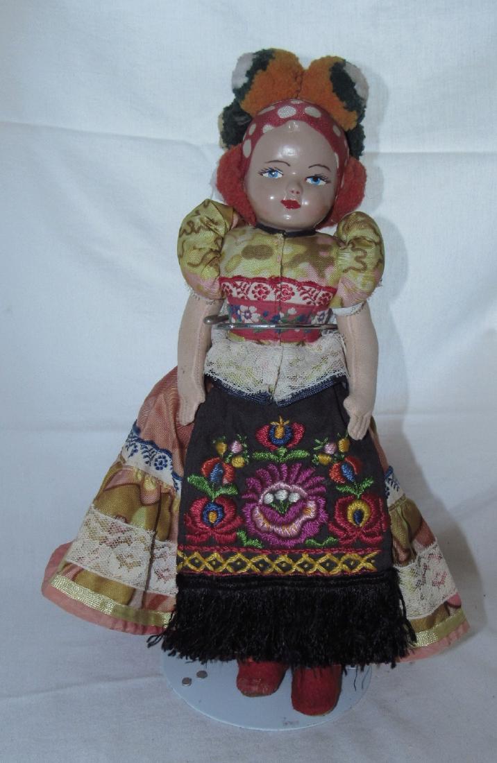 Celluloid Head Doll  Cloth Body w/ Hungary Folk Dress (1 of 5)