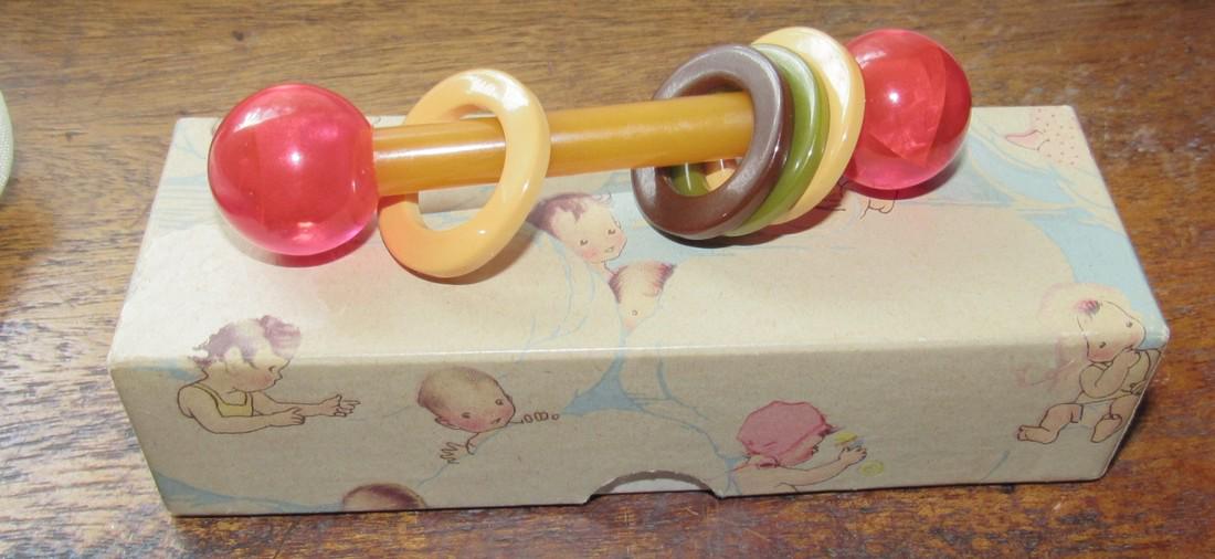 Bakelite Baby Rattle: Approx 3 3/4" long