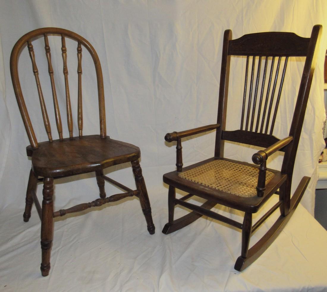 Childs Cane Seat Rocker & Chair (1 of 4)